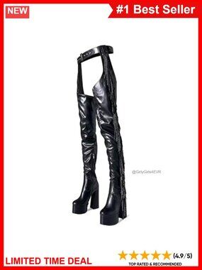 Fringe Thigh High Platform Boots Faux Leather Western Over the Knee